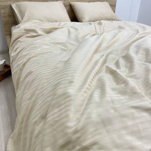 Комплект постільної білизни бавовна "Айворі" страйп сатин Туреччина