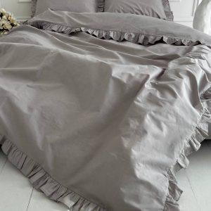 Постільна білизна бязь Light Gray з рюшами – комплект 100% бавовна