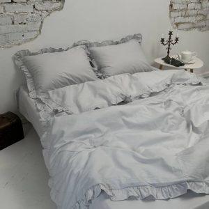 Постіль з рюшами "Ryushi" бязь – комплект, 100% бавовна "Світло сірий"