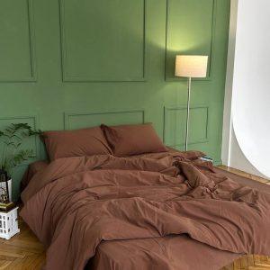 Постільна білизна з вареної бавовни (Washed Cotton) Туреччина — Шоколад